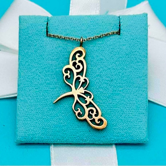 Tiffany & Co. Retired Enchant Rubedo Dragonfly Pendant Necklace 16” EUC - Picture 1 of 7